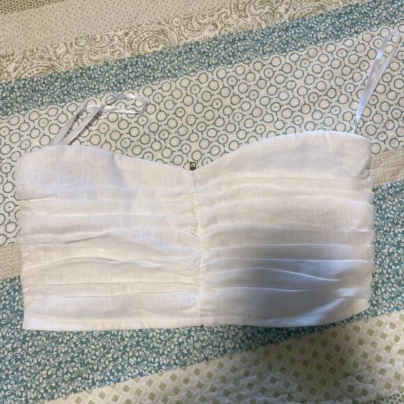 DISSH BONNIE SWEETHEART LINEN CROP TOP - 2 - White - Picture 1 of 6